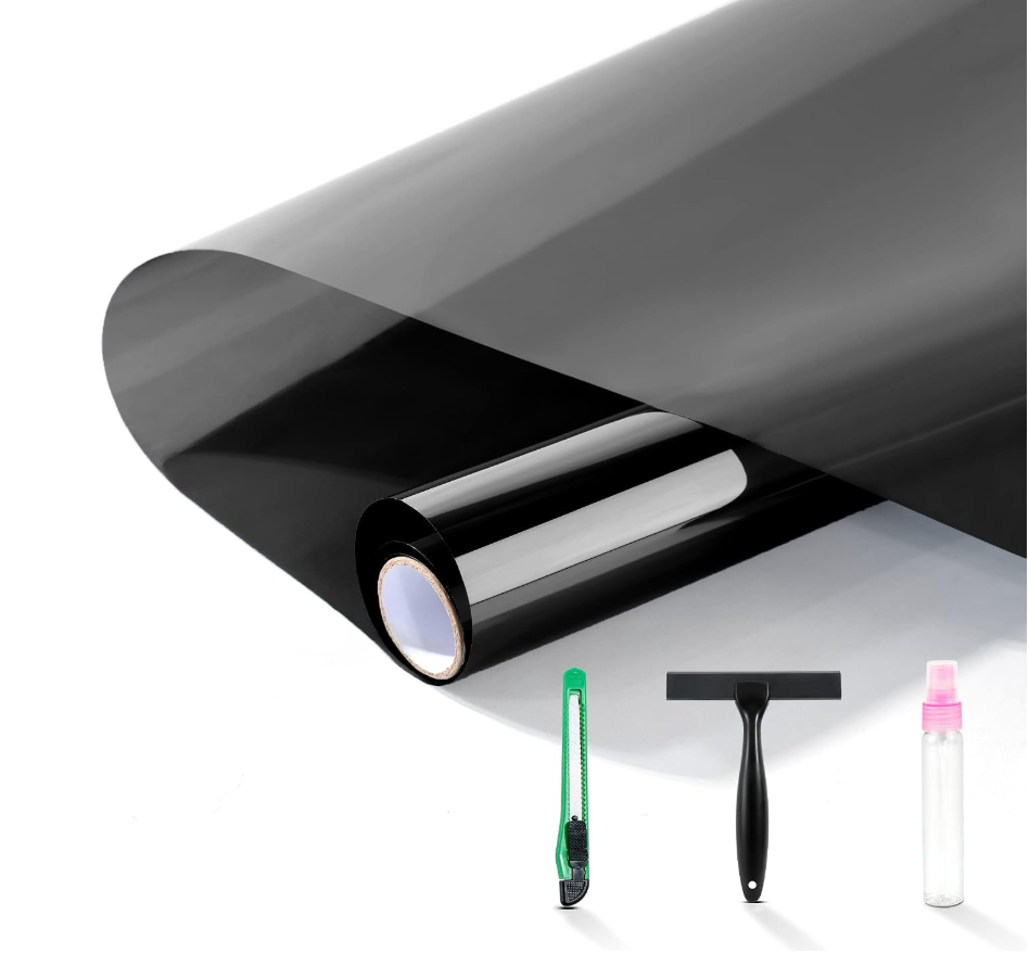FuFin One-Way Window Privacy Film with Tools, Black 23.6"×196.9"