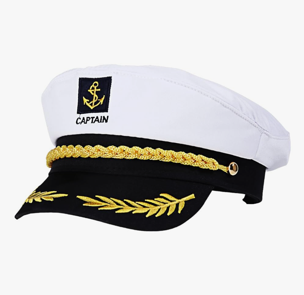 Adult Yacht Boat Sailor Captain Costume Hat Cap Marine Admiral (White), As Shown, 22 x 15 x 5 cm