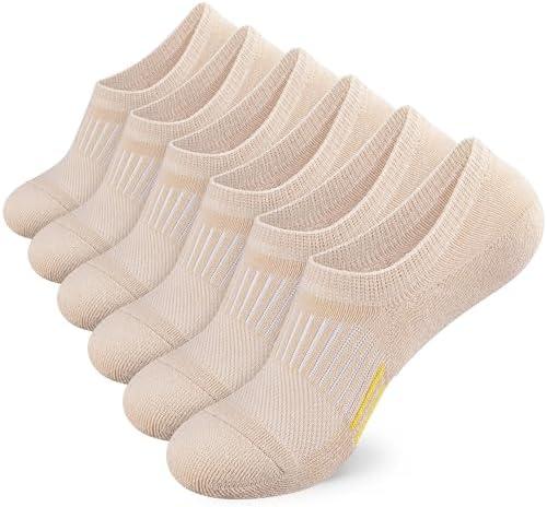 Airacker No Show Socks Womens Athletic Cushioned Low Cut Sports Running Ankle Socks for Women 6 Pairs, Size 5-8