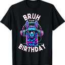 Bruh Its My Birthday Llama Boy Kids Girl Family Funny Party T-Shirt Small