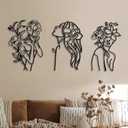 Photect 3 Pcs Metal Wall Art Decor Minimalist Abstract Woman Wall Art Metal Modern Line Drawing Decor Female Single Line Home Hanging for Bedroom Bathroom Living Room Housewarming(Elegant,Black)