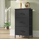 SONGMICS Dresser for Bedroom, Chest of Drawers, Steel, MDF, 3 Non-Woven Fabric Drawers, Storage Organizer Unit, Closet, Entryway, Ink Black and Ebony Black ULGS313B01S