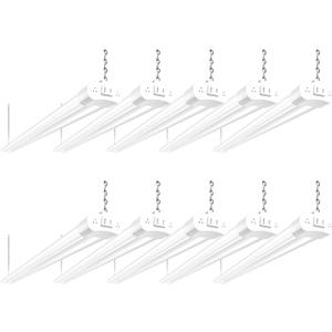 hykolity 10 Pack 4FT Linkable LED Utility Light Fixture, 4400lm, 42W, 5000K Daylight for Workshop, Garage, Hanging or Surface Mount, with Power Cord, ETL (White)
