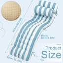 Tudomro Outdoor Chaise Lounge Cushion 66x21x4'' Waterproof & Fade-Resistant Patio Pool Chaise Lounge Cushion Headrest Pillow Tie Replacement Rocking High Back Chair(Blue, White Stripe,Set of 2)