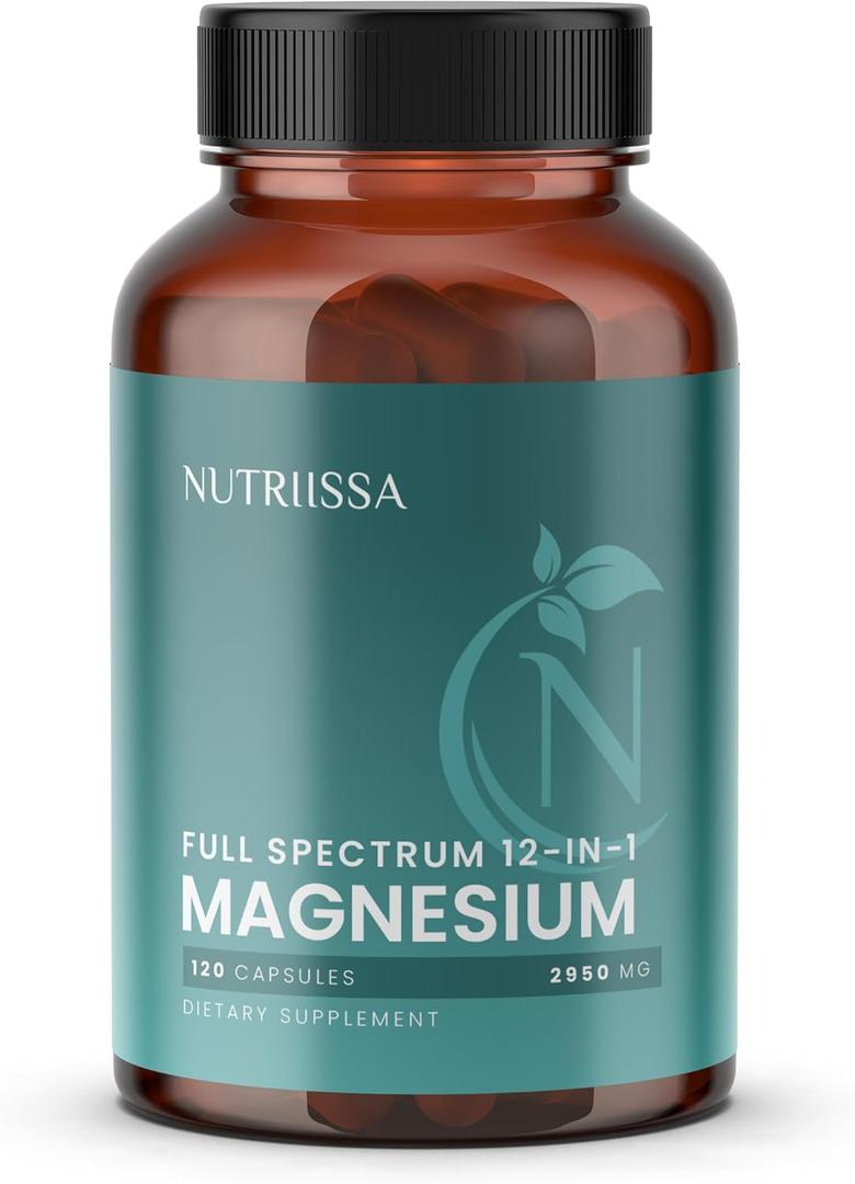 2 x Nutriissa 12-in-1 Full-Spectrum Magnesium Complex  2950 mg Magnesium Blend Providing 540 mg Elemental Magnesium  Featuring Magtein, Glycinate, Taurate & Malate  EPEB Certified  120 Vegan Capsules