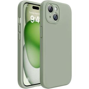Miracase Compatible with iPhone 15 Case, [Soft Anti-Scratch Microfiber Lining], Liquid Silicone Case Gel Rubber Shockproof Drop Protection Phone Case for iPhone 15, Patina Green