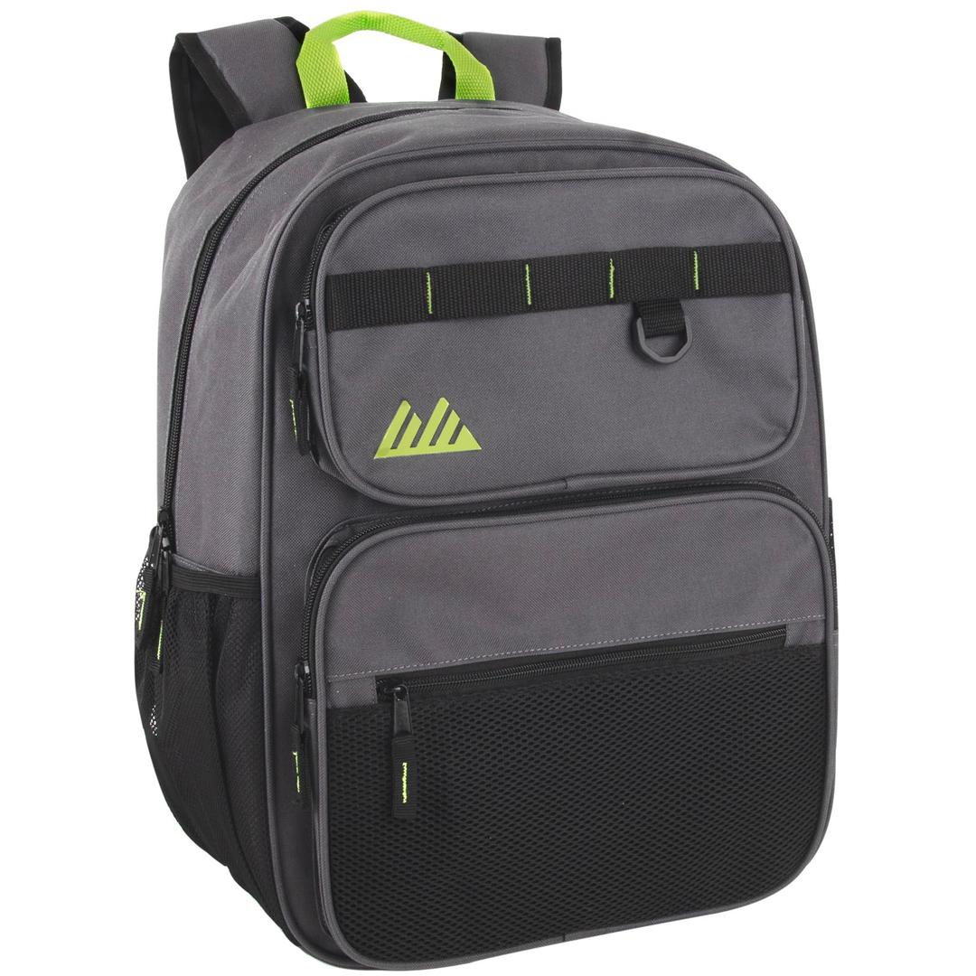 Summit Ridge Travel Backpack for Men and Women, Spacious Work Daypack with Water Bottle Pockets (Gray)