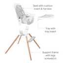 Munchkin 360 Cloud Baby and Toddler High Chair with Clear Seat and 360 Swivel, White and Grey with Wooden Legs
