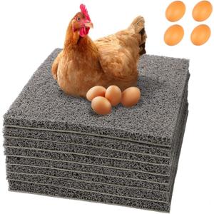 Washable Nesting Pads for Chicken Coop  8 Pack 12x12 Inch Reusable Chicken Nesting Mats with 4 Fake Eggs, Easy Clean & Durable Laying Box Accessories for Hens (Gray)