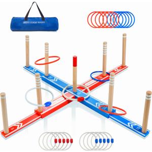 Ring Toss Game for Adults, 20 Rings & Carrying Bag- Upgraded 30" Extra Large Outdoor Backyard/Indoor Party Game(All Weather)- Easy Setup Yard Game for Kids Family Toy for Boys & Girls