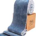 Ribbli Dusty Blue Velvet Ribbon 3 Inch Handmade Frayed Vintage Christmas Ribbon for Gift Wrapping Christmas Tree Ornament Wreath Craft Home Decor -3 Yards