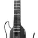 Donner HUSH X Electric Guitar Kit - Featherlight Travel Guitar with Easy Assemble Stands, Great for Travel and Practice, Mahogany Solid Body, Gig Bag, All Accessories, Black