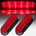 2X 6" Red Oval Suface Mount Turn Brake Stop Tail Light Truck Trailer RV 10 LED