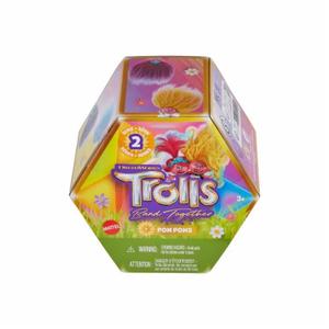 Mattel DreamWorks Trolls Band Together Rainbow Pom Poms Keychains with Surprise Mini Doll, Flip to Reveal, 2 Pcs