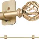 Curtain Rods No Drilling for Windows 28 to 48 Inch, 5/8 Inch Diameter Renter Friendly Gold Curtain Rod with 3M Adhesive Brackets for Bedroom/Apartment/Bathroom