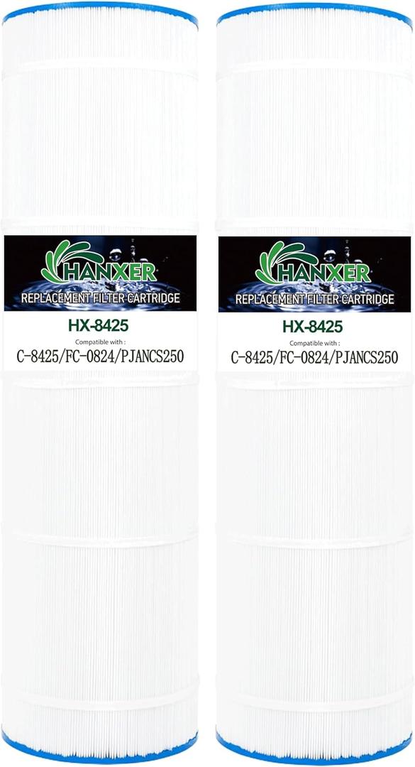 HANXER Pool Filter Replaces for C-8425, Filbur FC-0824, CS250, R0462500, PJANCS250, 17-175-3630, XLS-830, 82501, 250 Sq.Ft Swimming Pool Filter Cartridge, 2 Pack