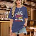 Womens Oversized Tshirt Flower Graphic Tees Boho Hiking T Shirt Vintage Wildflower Shirts Summer Casual Beach Tops (Blue, XL)