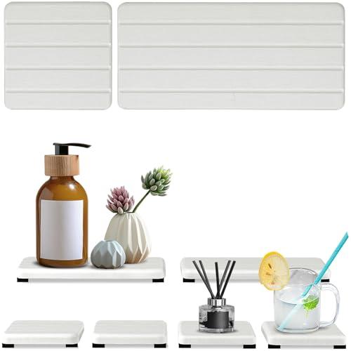 6PCS Fast Drying Diatomite Stone Sink Tray, Stone Drying Tray for Bathroom Counter, Stones Soap Trays for Kitchen Sink, Water Absorbing Coasters, Diatomite Soap Dish, Water Absorbing Stones Trays