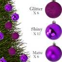 Emopeak 24Pcs Christmas Balls Ornaments for Xmas Tree - Shatterproof Hanging Balls for Holiday Wedding Party Decoration (Purple, 1.2"-3.1CM)