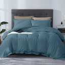 SLEEP-NEST Oversized King 120x120 Duvet Cover Set 3 Piece for Long Staple 100% Egyptian Cotton with Zipper Closure 600 TC Soft Breathable Cover for Comforter, Extra Large, Medium Blue