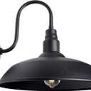 16 Inch Dome Barn Light for Porch, Large Gooseneck Outdoor Light Fixture for Farmhouse, Barn Style Exterior Patio Wall Lights for Garage, Black Outside Wall Sconce for Front Door, House