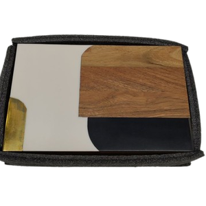 Handicrafts Home Decorative Storage Box, Keepsake Box Jewellery Organiser Abstract Wood Box, Handmade Wooden Jewelry Box with Resin & Brass Inlay, Memory Box for Home Decor, Coffee Table 8x5x2