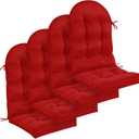 Geelin 4 Pcs Adirondack Chair Cushion High Back Patio Chair Cushion 44 x 19 x 4 Inch Tufted Weather Resistant Fade Resistant Seat Rocking Chair Cushion for Patio Rocking Chair Cushion Seat (Red)