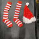 Panitay 4 Pcs Christmas Costume Red Santa Claus Outfit Hat Jacket Dress Tights for Little Holiday Cosplay (Small)