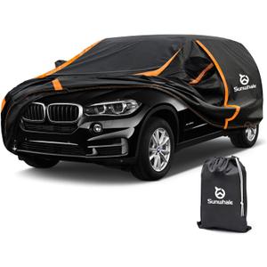 Car Cover Waterproof All Weather for SUV Automobiles UV Protection Snow proof Rain Sun with Door Zipper Full Exterior Outdoor Full Car Cover Universal Fit Up to 194"