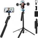 Auto Face Tracking Selfie Stick Tripod with Fill Light, 360 Rotation & Gesture Control, 70.9" Selfie Stick Tripod for iPhone with Remote for for TikTok/Vlog/Live Stream/Video Recording