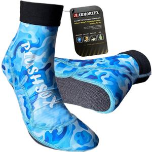 beach volleyball sand soccer socks, with Kevlar gripping sole, sand proof elastic band cuff, for women men and youth (Medium, Blue Camouflage)