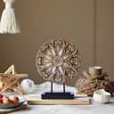 Small Wood Colour Minimalist Round Statue Above Cabinet Decor Kitchen,Modern Decorative Sculpture Home Decorations for Living Room Coffee Table,Office Decor Items,Center Pieces Decoration (Brown)