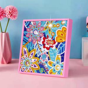 ZUYUSUT Flower Diamond Art Painting Kits for Kids with Wooden Frame Girls Art Crafts Rhinestone Gem by Number Kits Birthday