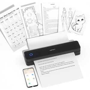 HPRT Portable Printer Wireless for Travel, Bluethooth Inkless Thermal Printer Support for 8.5"x11" US Letter, Compatible with iOS, Android, Laptop for Office and Home, Black