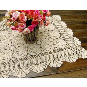 Cotton Handmade Crochet lace Table Runners Rectangular Tablecloth Doilies Doily Table Dresser Scarf Dcor,19x23Inch,Beige