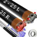 Garage Door Torsion Spring Set, Pair of 2" Electrophoresis Coated Garage Door Spring Replacement with 2 Non-Slip Winding Bars and Bearing, Minimum 16000 Cycles (.234x2x25")