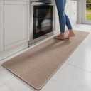 YDKGL Kitchen Mats for Floor, Super Absorbent Kitchen Rugs Non Slip Washable, Soft Imitation Linen Braided Kitchen Runner Rug, Standing Mat Kitchens Sink Mat, Easy to Clean, Brown 17x71