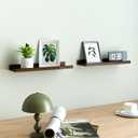 Floating Shelves for Wall Decor, Wall Mounted Wood Storage Shelf for Bedroom, Living Room, Bathroom, Kitchen, Nursery, Rustic Display Picture Ledge Shelf with Lip Set of 2-16 Inches, Walnut