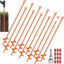 Lasnten 12 Pcs 30 Inch Heavy Duty Ground Anchor Spiral Blade Earth Anchor Kit Metal Anchor Hook Beach Sand Stakes Camping for Securing Animals, Shelters, Tents, Canopies (Orange)