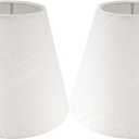 Set of 2 White Linen Chandelier Lamp Shades, Designed for Candelabra Bulbs with Easy Clip-On Fitter, 3" X 6" X 5", 2-Pack