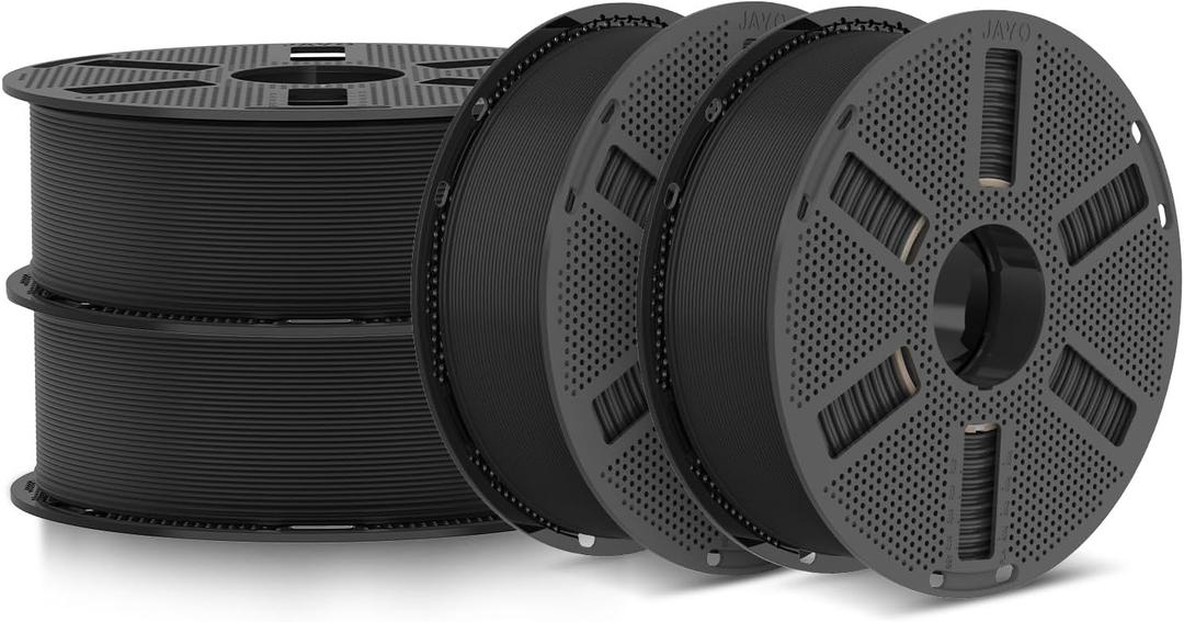 JAYO PLA 3D Printer Filament 1.75mm Bundle, 1.1kg, 4-Pack, Black