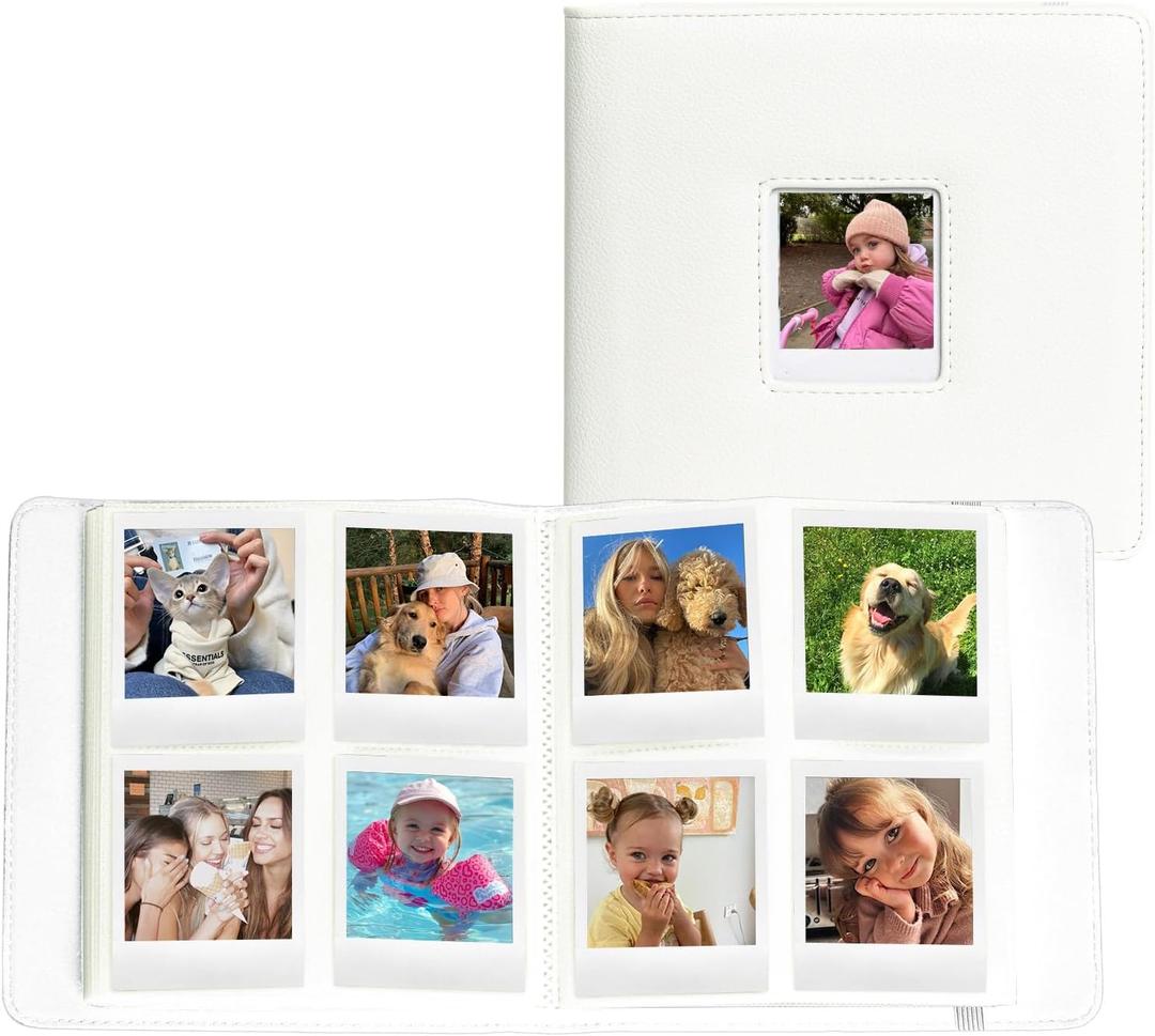CAIYOULE 288 Pockets Photo Album for Polaroid Go, PU Leather Hardcover Photo Album Book for Polaroid Go series, Large Capacity for Family Wedding Anniversary Baby Travel Vacation, 2.62x2.12"- White