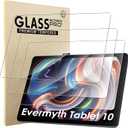 3 Pack Screen Protector Compatible with Evermyth Tablet 10 Inch, Tempered Glass 9H Hardness HD Clear Anti-Scratch