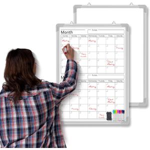 Lincia 24" x 18" Magnetic Vertical 2 Month Dry Erase Calendar for Wall Undated Horizontal Dry Erase Wall Calendar Planner Aluminum Frame Whiteboard for Home Office Projects Wall Fridge