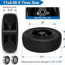 11x4.00-5 Flat Free Lawn Mower Tires and Wheels 3/4" 5/8" 1/2" Ball Bearings, 3.25"-5.5" Centered Hub 11x4-5 Zero Turn Mower Front Tires, Smooth Wheels for Commercial Grade Lawn