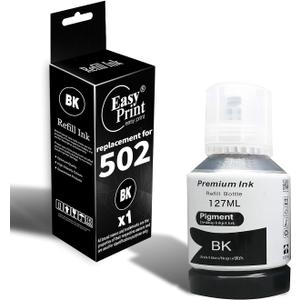 EASYPRINT Compatible for 502 Refill Ink Bottle Replacement for T502 502 Ink Ecotank ET2700 ET2750 ET3700 ET3750 ET4750 ET4760 ET3760 ET3710 ST2000 ST3000 ST4000, (1x Black)
