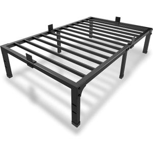 MAF 14 Inch Metal Platform Twin Bed Frames, Heavy Duty Black Bed Frame with Steel Slats Support, No Box Spring Needed, Noise Free, Non-Slip, Easy Assembly