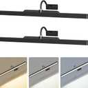 2 Pack Lights for Pictures on Wall Black - Cordless Battery Powered Wall Art Lighting with Dimmable Remote for Living Room, Bedroom & Hallway