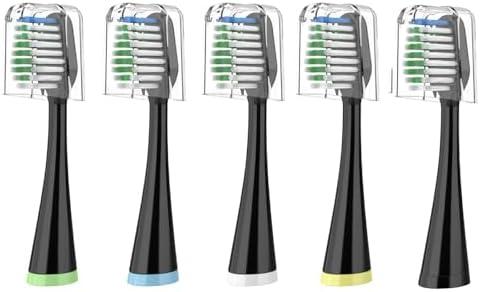 Replacement Toothbrush Heads for Waterpik Complete Care 5.0/9.0 (CC-01/WP-862), with Covers, 4 Count, Black