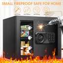 1.8 Cub Small Fireproof Safes for Home, Digital Security Home Safes Fireproof Waterproof with Programmable Keypad Keys and Alarm System, Anti-Theft Fire Safe Box for Document Money Valuables